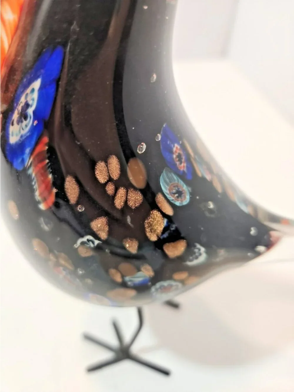 Vintage Murano Style Hand Blown Art Glass Rooster Multicolor Figurine 8.5